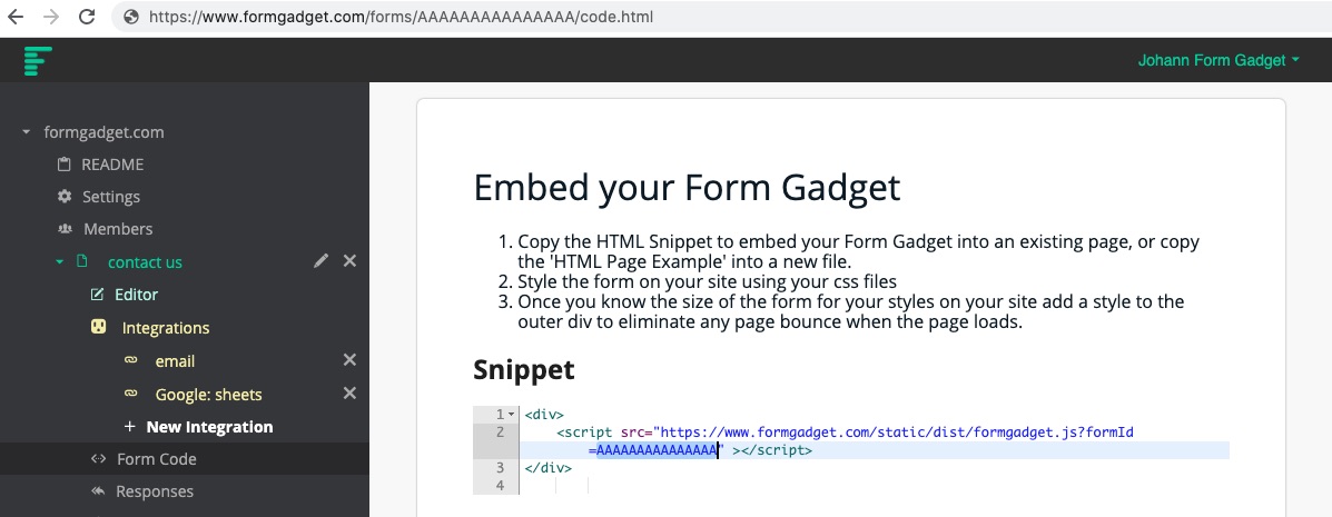 Form Gadget Id Location